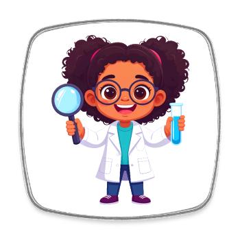 Kawaii Chemist – Science Lab Fun Art - Square fridge magnet - white - Front