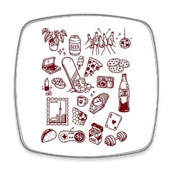 Nightlife Snack Doodle Mashup - Square fridge magnet - white - Front