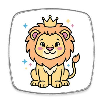 Pastel chic crowned lion cub - Square fridge magnet - white - Front