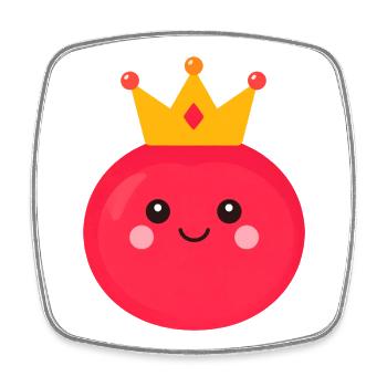 Kawaii Tomate mit Krone – Süße Königin Design - Viereckiger Kühlschrankmagnet - Weiß - Vorne