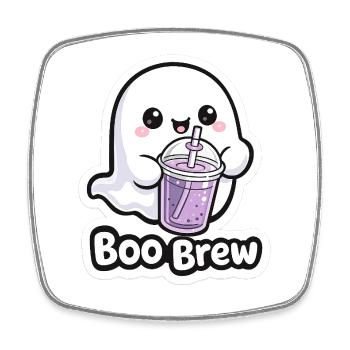 Kawaii Boo Brew Ghost - Square fridge magnet - white - Front