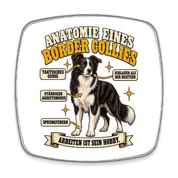 Anatomie eines Border Collies - Viereckiger Kühlschrankmagnet - Weiß - Vorne