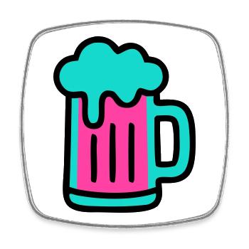 Bierkrug Neon Schaum Icon - Viereckiger Kühlschrankmagnet - Weiß - Vorne