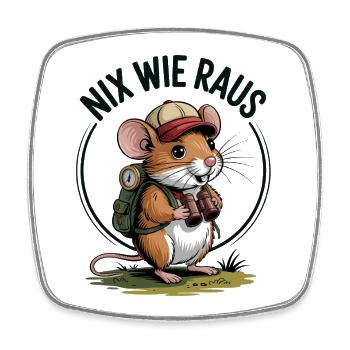 Outdoor Maus - Viereckiger Kühlschrankmagnet - Weiß - Vorne