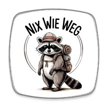 Outdoor Waschbär - Viereckiger Kühlschrankmagnet - Weiß - Vorne