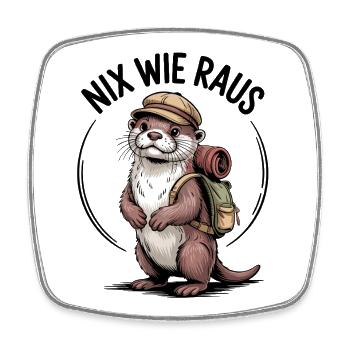 Outdoor Otter - Viereckiger Kühlschrankmagnet - Weiß - Vorne
