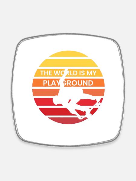 Die Welt ist mein Spielplatz - Viereckiger Kühlschrankmagnet - Weiß