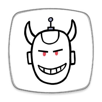 Roboterteufel - Viereckiger Kühlschrankmagnet - Weiß - Vorne