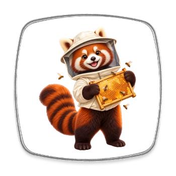Roter Panda-Imker mit Wabenwabe - Viereckiger Kühlschrankmagnet - Weiß - Vorne