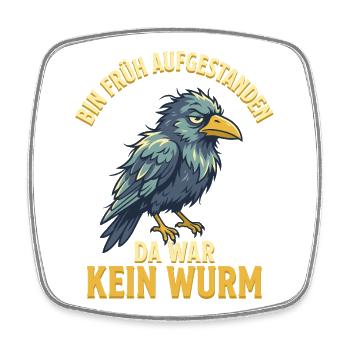 Genervter Rabe Morgenmuffel - Viereckiger Kühlschrankmagnet - Weiß - Vorne