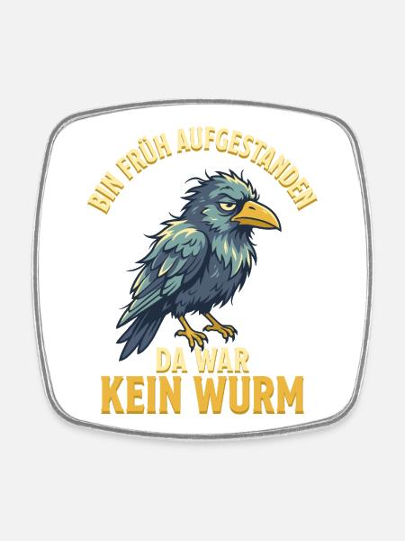 Genervter Rabe Morgenmuffel - Viereckiger Kühlschrankmagnet - Weiß