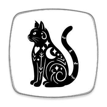 Magische Katze - Schwarz - Viereckiger Kühlschrankmagnet - Weiß - Vorne