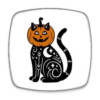 Halloween Katze Kürbiskostüm - Viereckiger Kühlschrankmagnet - Weiß - Vorne