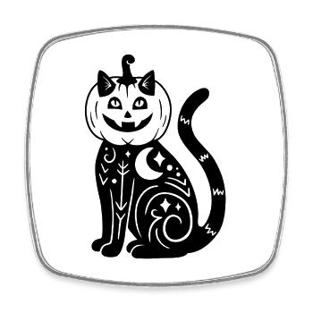 Halloween Katze Kürbiskostüm - Schwarz - Viereckiger Kühlschrankmagnet - Weiß - Vorne