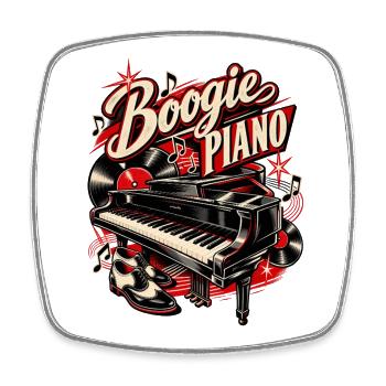 Boogie Piano – Rock'n'Roll & 50er Musik - Viereckiger Kühlschrankmagnet - Weiß - Vorne