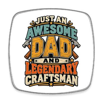 Awesome Dad Legendary Craftsman - Viereckiger Kühlschrankmagnet - Weiß - Vorne