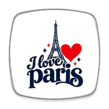Ich liebe Paris - Viereckiger Kühlschrankmagnet - Weiß - Vorne
