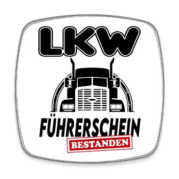 LKW  Führerschein bestanden Sprüche Lastwagen - Viereckiger Kühlschrankmagnet - Weiß - Vorne