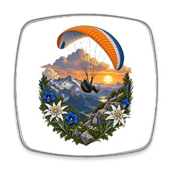Gipfelflug im Blumenkreis - Viereckiger Kühlschrankmagnet - Weiß - Vorne