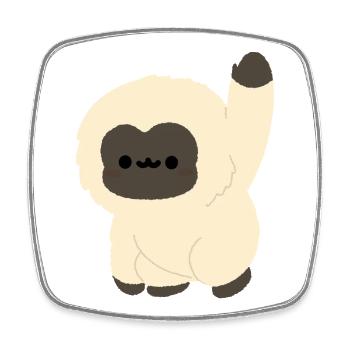 Kawaii Gibbon - Viereckiger Kühlschrankmagnet - Weiß - Vorne
