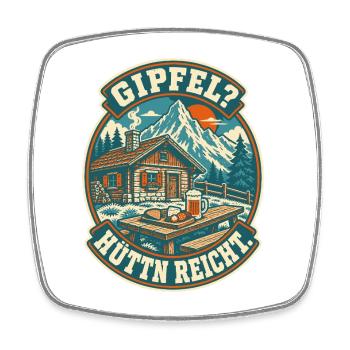 Gipfel Hüttn reicht Berghütte - Viereckiger Kühlschrankmagnet - Weiß - Vorne