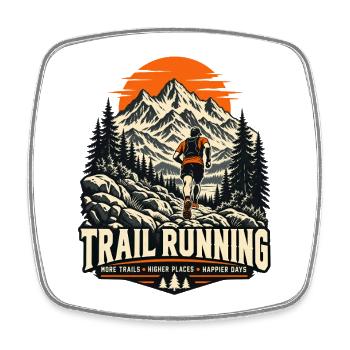 Trailrunning – Berge und Wege - Viereckiger Kühlschrankmagnet - Weiß - Vorne