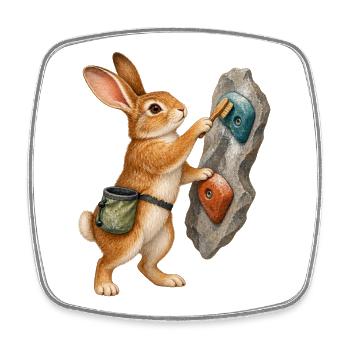Hase bürstet einen Klettergriff - Viereckiger Kühlschrankmagnet - Weiß - Vorne