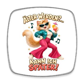 Älter werden Katze Geburtstag Spruch Party Humor - Viereckiger Kühlschrankmagnet - Weiß - Vorne