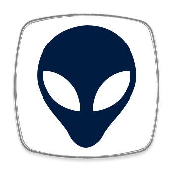 Alien Kopf Silhouette Icon - Viereckiger Kühlschrankmagnet - Weiß - Vorne