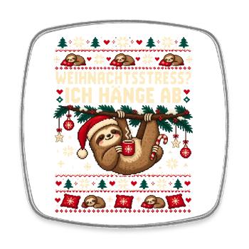 Faultier - Weihnachtsstress Ich hänge ab - Viereckiger Kühlschrankmagnet - Weiß - Vorne