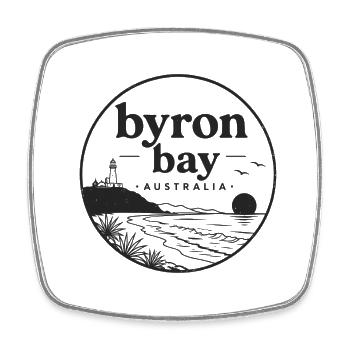 Byron Bay Küsten-Silhouette - Viereckiger Kühlschrankmagnet - Weiß - Vorne