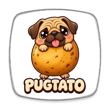 Funny Cute Pugtato Pug Potato Kawaii Dog - Viereckiger Kühlschrankmagnet - Weiß - Vorne