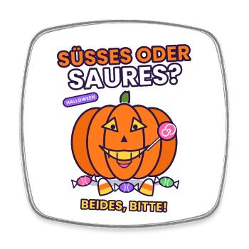 Halloween- Süßes oder Saures Halloween? Beides! - Viereckiger Kühlschrankmagnet - Weiß - Vorne