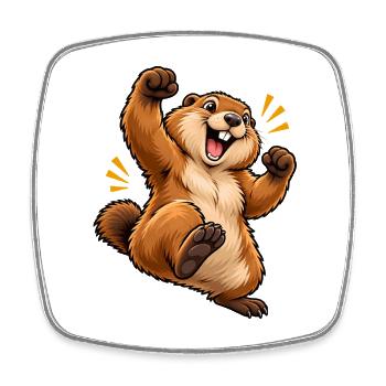 Cartoon springendes Eichhörnchen - Viereckiger Kühlschrankmagnet - Weiß - Vorne