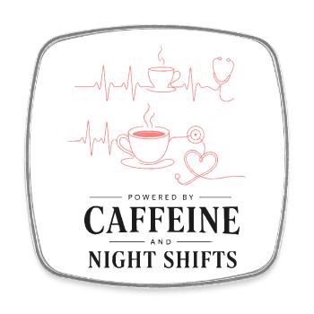 Kaffeeherz Nachtdienst Design - Viereckiger Kühlschrankmagnet - Weiß - Vorne