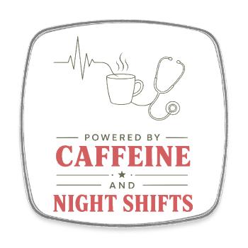 Kaffee und Nachtschicht Motiv - Viereckiger Kühlschrankmagnet - Weiß - Vorne