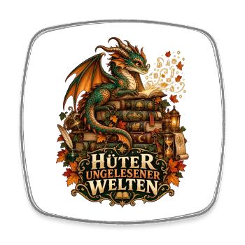 Hüter ungelesener Welten - Viereckiger Kühlschrankmagnet - Weiß - Vorne