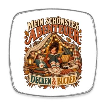 Mein schönstes Abenteuer – Decken & Bücher - Viereckiger Kühlschrankmagnet - Weiß - Vorne