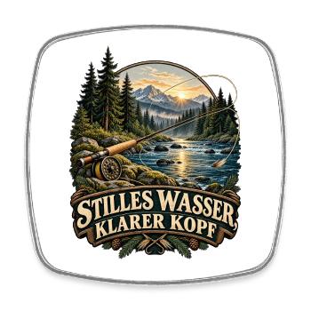 Stilles Wasser, klarer Kopf - Viereckiger Kühlschrankmagnet - Weiß - Vorne