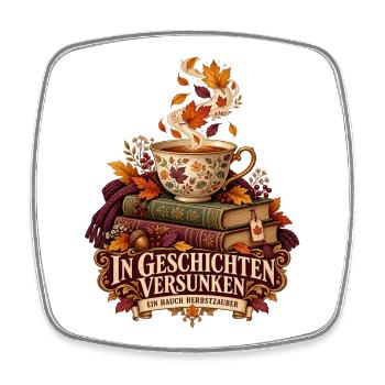 In Geschichten versunken - Viereckiger Kühlschrankmagnet - Weiß - Vorne