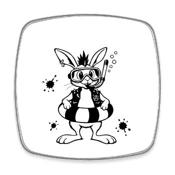 Bunny Punk und das Taucherhase Abenteuer - Viereckiger Kühlschrankmagnet - Weiß - Vorne