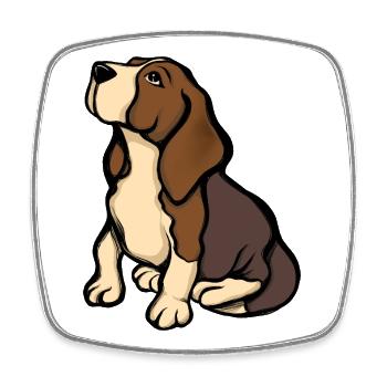 Beagle-Porträt in warmen Tönen - Viereckiger Kühlschrankmagnet - Weiß - Vorne