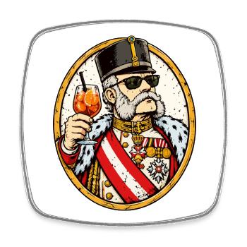 Kaiser Franz Joseph mit Sonnenbrille – K&K - Viereckiger Kühlschrankmagnet - Weiß - Vorne