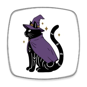 Magische Halloween Katze als Hexe - Bunt - Viereckiger Kühlschrankmagnet - Weiß - Vorne