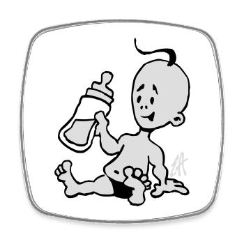 Bébé avec une bouteille de lait - Magnet carré - blanc - Devant