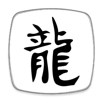 Drachen - Kanji - Viereckiger Kühlschrankmagnet - Weiß - Vorne
