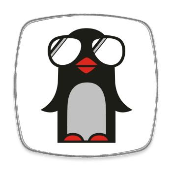 funky pinguin - Viereckiger Kühlschrankmagnet - Weiß - Vorne
