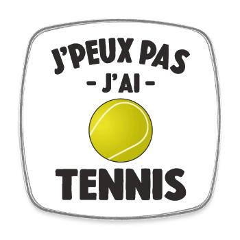 Je Peux Pas J'ai Tennis Idée Joueur Cadeau Drôle - Magnet carré - blanc - Devant