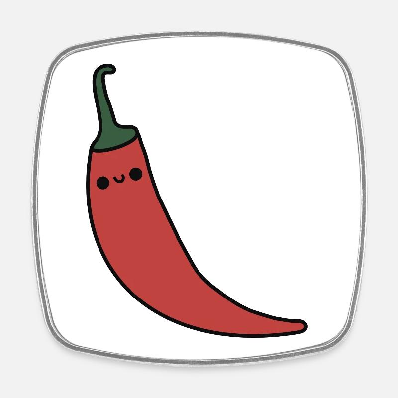 Cute Kawaii Chili Pepper - Square fridge magnet - white