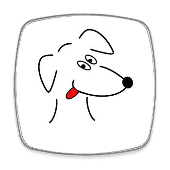 Drôle de tête de chien - Magnet carré - blanc - Devant